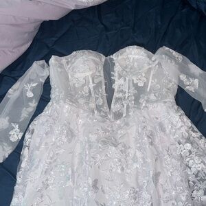 Elegant White Floral Lace Dress